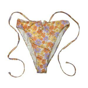 L*Space Women’s Joy Bikini Bottom v-Cut Front with Ties Floral Size XS New